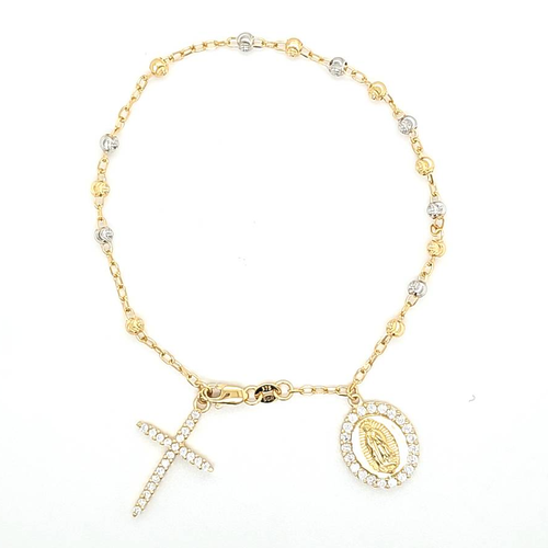 9 CT WHITE & YELLOW GOLD ROSARY BRACELET